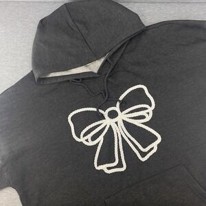 All in Love Gray Pullover Hoodie Rope Bow Coquette Soft Girl‎ Sweatshirt Cute XL